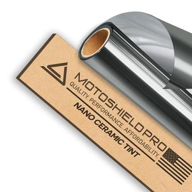 Imagem de Película de janela de cerâmica MotoShield Pro Premium 2 mil para automóveis – 50 cm x 1,5 m (25%) [99% de redução de calor/bloqueia 99% dos raios UV] Rolo de filme de janela