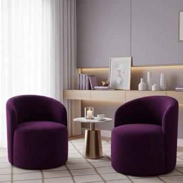 Imagem de Kit 02 Poltronas Curva Orgânica Nature Gaia Veludo Roxo - Montanaris D