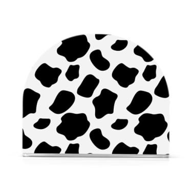 Imagem de Porta-guardanapos - textura de vaca preta e branca, porta-guardanapos de papel acrílico para mesas cozinha restaurante decoração de casa, suporte decorativo moderno para guardanapos de coquetel de