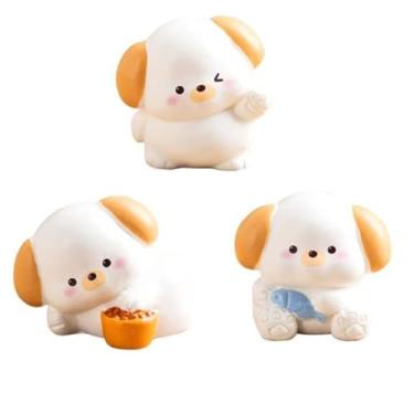 Imagem de 3 peças mini estatuetas de cachorro miniatura animais de resina brinquedos para casa de bonecas, acessórios para decoração de casa de musgo, paisagem, jardim, decoração de casa