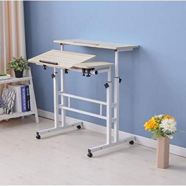 Imagem de P9IDEDFH Mesa de computador vertical, elevador móvel, mesa e mesa e mesa de computador portátil elegante para casa (cor: Preto) (E)