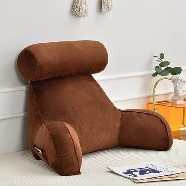 Imagem de Travesseiro grande premium para leitura e TV, almofada de cabeceira para encosto, suporte para as costas com descanso de braço, almofada de suporte lombar para ler, relaxar, assistir a jogos de TV, 75