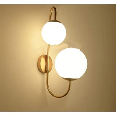 Imagem de HOSETEON Arandela de parede moderna, arandela de parede moderna, corredor de cabeceira dourado moderno t arandela de parede feijão bola de vidro luz de parede LED bola redonda