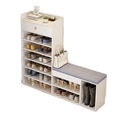Imagem de Banquetas para pés/otomanos armário de sapatos varanda casa grande capacidade rack de armazenamento com assento macio armário de sapatos armário multifuncional sapateira sala de estar corredor banco