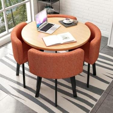 Imagem de Conjunto De Mesa De Jantar Quadrada Redonda C De Linho Com Cadeiras Para Espaço Pequeno 5 Peças Mesa E Cadeiras De Cozinha Modernas Mesas E Cadeiras De Cozinha Economizadoras De Esp, Linen H