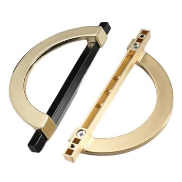 Imagem de CXYFQUUK Puxadores de armário de cozinha brancos luxuosos puxadores de armário de gaveta puxador de porta redonda semicircular 2 peças (latão dourado 128 mm)