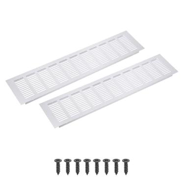 Imagem de PATIKIL Grade de ventilação retangular de 40 x 10 cm, 1 peça de cobertura de ventilação de alumínio com parafusos de montagem para guarda-roupa de porta de armário de armário, prata