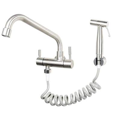 Imagem de MINJING Kit de pulverização de bidê portátil para vaso sanitário - Aço inoxidável 304 tipo de parede único frio abertura rápida varanda lavanderia piscina cozinha com pistola de pulverização