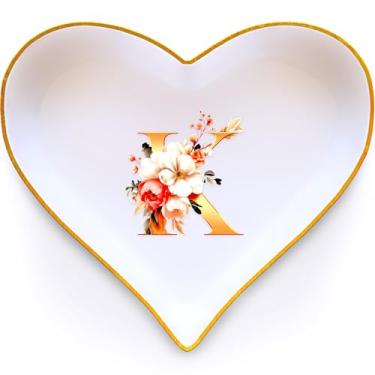 Imagem de BJDAMAI Bandeja com letras iniciais, decoração de sala de casa, presentes para música, ginástica, basquete, futebol, softball, vôlei, balé, amantes de torcida (letra K)