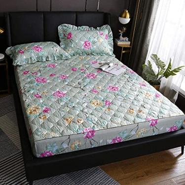 Imagem de Lençol infantil de fácil lavagem, leve, impermeável, acolchoado, capa de colchão, protetor, lençol de cama para quarto, apartamento, rosa, 150 x 200 cm (flores solteiro 120 x 200 cm)