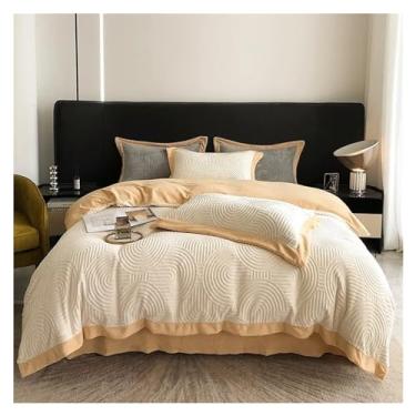 Imagem de Conjunto de cama cinza de inverno macio de pelúcia quente engrossada escultura 3D colcha lençol fronha (7 Queen)