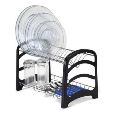 Imagem de Escorredor Secador de Louça Prato Cor Cromado e Preto Arthi