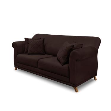 Imagem de Sofá 2 Lugares Pé de Madeira Julieta 180 cm Suede Café S04 - D'Rossi
