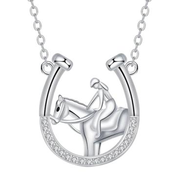 Imagem de Colar de ferradura, pingente de cavalo, joias equestres, presentes para mulheres, colar de boa sorte, presente de aniversário, estilo ocidental, sapato de cavalo em forma de U, pingente da sorte para
