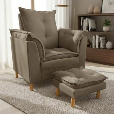 Imagem de Poltrona Amamentação com Puff - Conforto, Leitura e Descanso (Cappuccino)