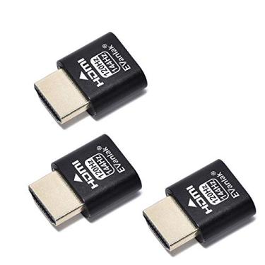 Imagem de EVanlak HDMI Headless (High Rate240) Plugue HDMI falso, fantasma sem cabeça, emulador de exibição preto, 3 peças