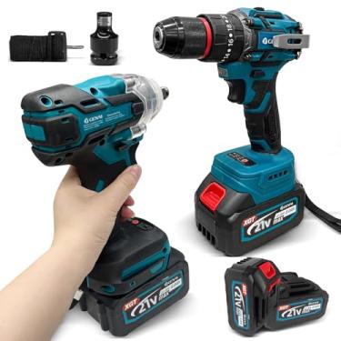 Imagem de Brushless Parafusadeira Furadeira e Parafusadeira Chave de Impacto Kit de Ferramentas Completa 110V/220V Kit Multiferramenta 2 em 1 a Bateria 21v Chave De Impacto Furadeira Parafusadeira GN446