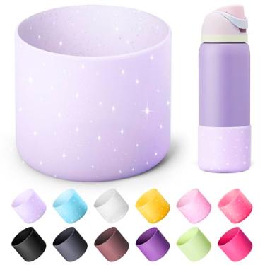 Imagem de Diumepo Bota de silicone para garrafa de água Owala 1,134 g, capa protetora antiderrapante para garrafa de água de aço inoxidável Owala Twist & FreeSip & Flip, base inferior da bota para Owala (roxo