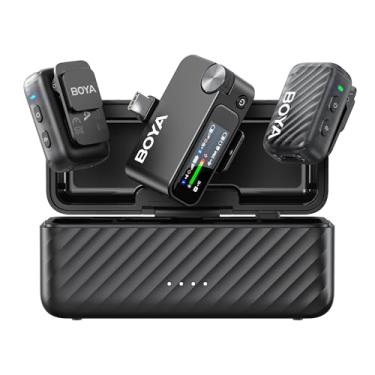 Imagem de BOYA BOYAMIC 2-01 Microfone de Lapela Sem Fio para iPhone 15-16/Android/PC/Câmera, Cancelamento de Ruído por AI, Alcance de 300m, Bateria de 54 Horas (com Microfone de Clipe)