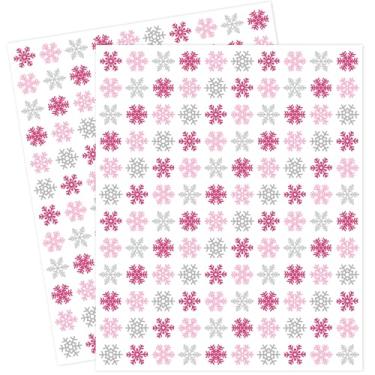 Imagem de JarThenaAMCS 2400 pçs mini adesivo de inverno Natal prata rosa floco de neve papel decalque adesivo de natal adesivo autoadesivo para envelope scrapbook presente suprimentos DIY, 1,3 cm