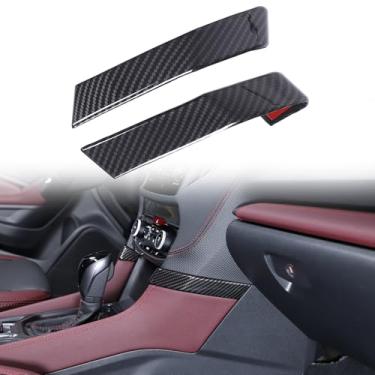 Imagem de Aotumcer Acabamento da tampa do painel central esquerdo/direito compatível com Subaru Forester Center 2019-2024 painel de navegação lateral A/C saída de ar adesivo decorativo (grão de fibra de carbono