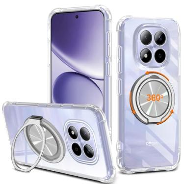 Imagem de Capa para celular Xiaomi Redmi Note 15 Pro Plus 5G, suporte giratório de 360° [não amarelo] Capa protetora transparente com 4 cantos à prova de choque para Redmi Note 15 Pro+ Plus 5G - transparente