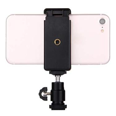 Imagem de Cabeça de tripé Hot Shoe de 1/10.2 cm + braçadeira de suporte de tripé para iPhone, Samsung, Huawei, HTC, smartphones de 5,5 cm - 8 cm de largura