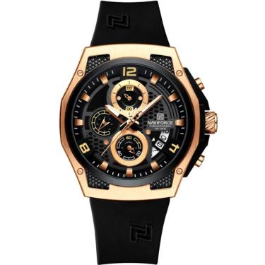 Imagem de Relógio De Pulso Masculino Pulseira De Silicone Casual Esportivo Impermeável Preto Rose