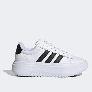 Imagem de Tênis Adidas Grand Court Platform Feminino, Branco, Preto, 38