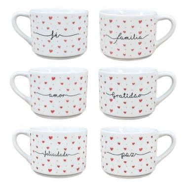Imagem de Jogo de Xícaras de Café e Chá 200ml Semi-Empilháveis em Porcelana Bran