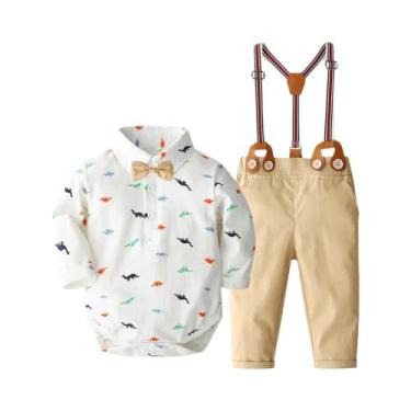 Imagem de Macacão de Algodão para Bebê Menino - Roupa Formal para 0 a 24 Meses, 