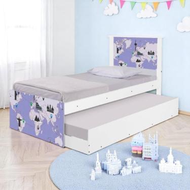 Imagem de Bi Cama Juvenil Zap Com Cabeceira Mapa Viagens