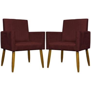 Imagem de Kit 2 Poltronas Decorativas Mari Suede Pé Palito - Bordô Suede