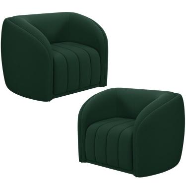 Imagem de Kit 2 Poltronas Decorativa Para Sala Lazio M03 Veludo Verde - Lyam Decor