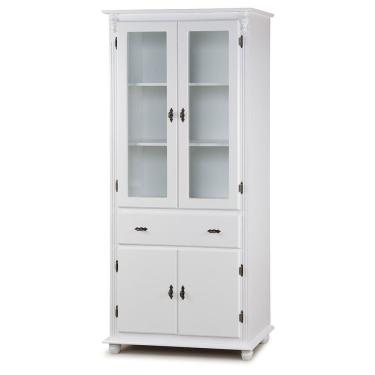 Imagem de Cristaleira De Vidro E Madeira Antique Com 4 Portas E 1 Gaveta - 308 Cor (me) Laca Amêndoa