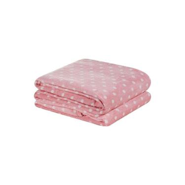 Imagem de Manta Flanel Poá Queen Antialérgica Inverno Quente Rosa