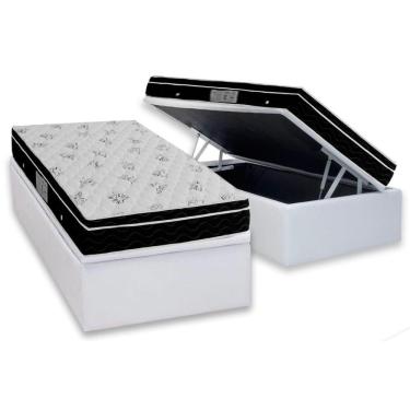 Imagem de Cama Box Baú Solteiro: Colchão Molas Bonnel Ortobom Nanolastic Physical + Base Crc Courano White