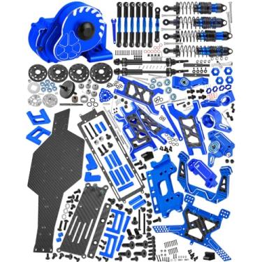 Imagem de hopsupRC Upgrades Parts for 1/10 Slash 2WD LCG,Carbon Skid Plate&Aluminum RC Shocks&Drive Shaft CVD&A Arms&Steering Block&272R Gearbox&Adjustable Links&Shock Tower&Front Bulkhead,Navy Blue