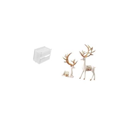 Imagem de Fenteer Caixa de Armazenamento de Papel Higiênico Moderna em Acrílico com Estátuas de Renas Europeias, Peça de Colecionador para Amantes de Cervos, Suporte de