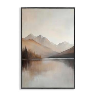 Imagem de Stupell Industries Muted Lake Neutral Landscape Gray Framed Giclee Art, design by Petal Prints Design, 24 x 16