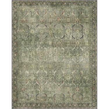 Imagem de BESBLEE Tapetes de área de 15 x 23 cm laváveis à máquina para sala de estar, tapetes grandes boho vintage para quarto, sala de jantar, antiderrapante, interior, macio, desgastado, leve, fino, tapete