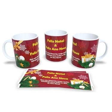 Imagem de Caneca de Cerâmica Natalina, 325ml, Design com Papai Noel na Chaminé, Fundo Azul com Flocos de Neve, Ideal para Bebidas Quentes (3)