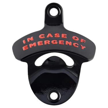 Imagem de Luwanburg Abridor de garrafa preto montado na parede em caso de emergência, abridor de tampa de cerveja inoxidável parafuso em madeira DIY Board Table Post (pacote com 1)