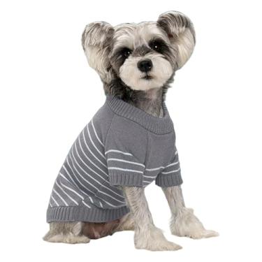 Imagem de Suéter de malha para cães, 1 peça de suéter de gato e filhote de cachorro, roupas quentes de inverno para gatos, cães pequenos, chihuahua, buldogue, pug, beagles, dachshund yorkie (cinza, pequeno)