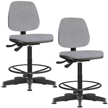 Imagem de Kit 02 Cadeiras Caixa Alta Giratória Job L02 Linho Cinza