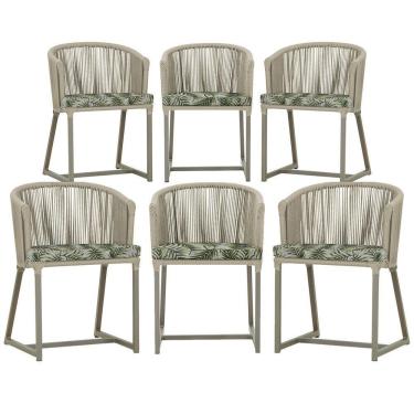 Imagem de 6 Cadeiras De Jantar Noronha Fendi Corda Náutica E5 Trama Rami