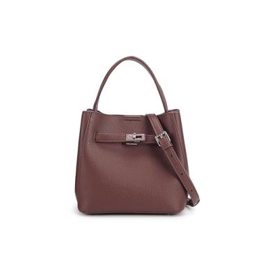 Imagem de Carteira feminina, bolsa balde leve e luxuosa, bolsa estampada de lichia, senso de ponta, bolsa transversal versátil de um ombro, Marrom, Small, Bolsa quadrada pequena transversal