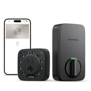 Imagem de ULTRALOQ Fechadura inteligente Bolt NFC com chave Apple Home, HomeKit, fechadura de porta de entrada sem chave com torneira para desbloquear, teclado, controle remoto de aplicativos, fechadura WiFi