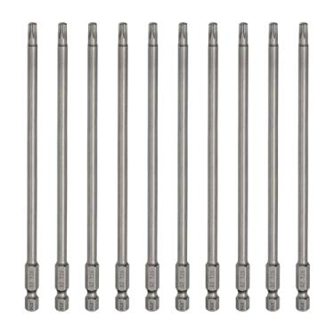 Imagem de HARFINGTON 10 peças de chave de fenda Torx T25, haste sextavada, 150 mm, ponta magnética, sem furo, à prova de adulteração, 6 pontas, estrela de 6 pontas, chaves de fenda industriais de aço S2
