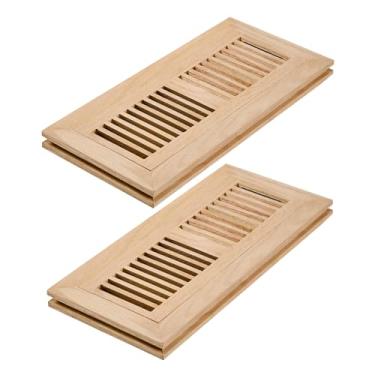Imagem de Razo Pacote com 2 peças de registro de piso de madeira de carvalho branco, ventilação de montagem embutida com amortecedor, 10 x 30 cm (abertura do duto), espessura de 3/4 polegadas, inacabado